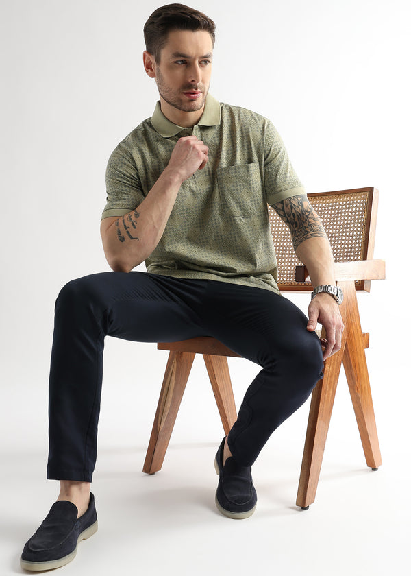 Winter Pear Geometric Print Mercerized Polo