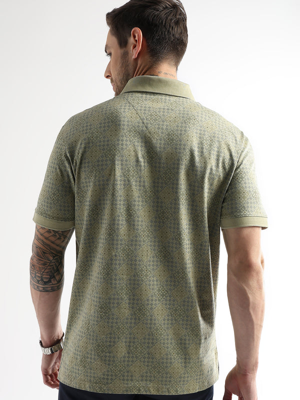 Winter Pear Geometric Print Mercerized Polo