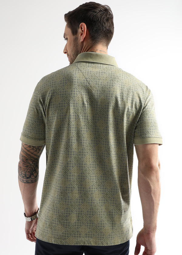 Winter Pear Geometric Print Mercerized Polo