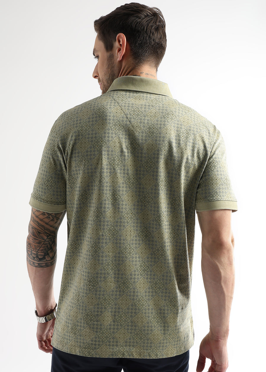 Winter Pear Geometric Print Mercerized Polo