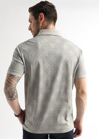 Pussywillow Gray Geometric Print Mercerized Polo