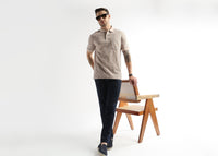 Silver Peony Geometric Print Mercerized Polo