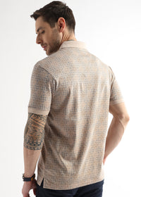 Silver Peony Geometric Print Mercerized Polo