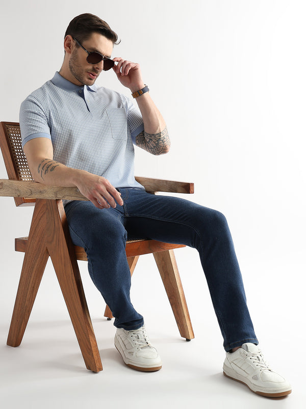 Corydalis Blue Dissolve Print Mercerized Polo