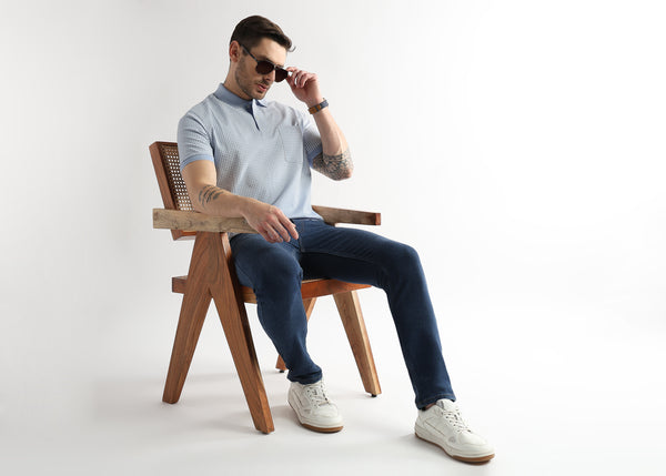 Corydalis Blue Dissolve Print Mercerized Polo