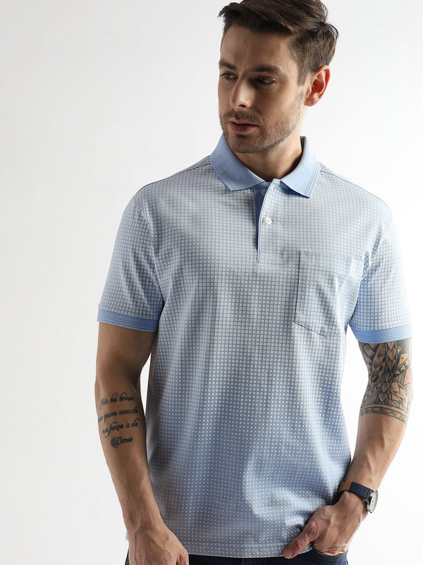 Corydalis Blue Dissolve Print Mercerized Polo