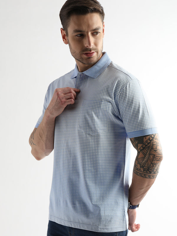 Corydalis Blue Dissolve Print Mercerized Polo