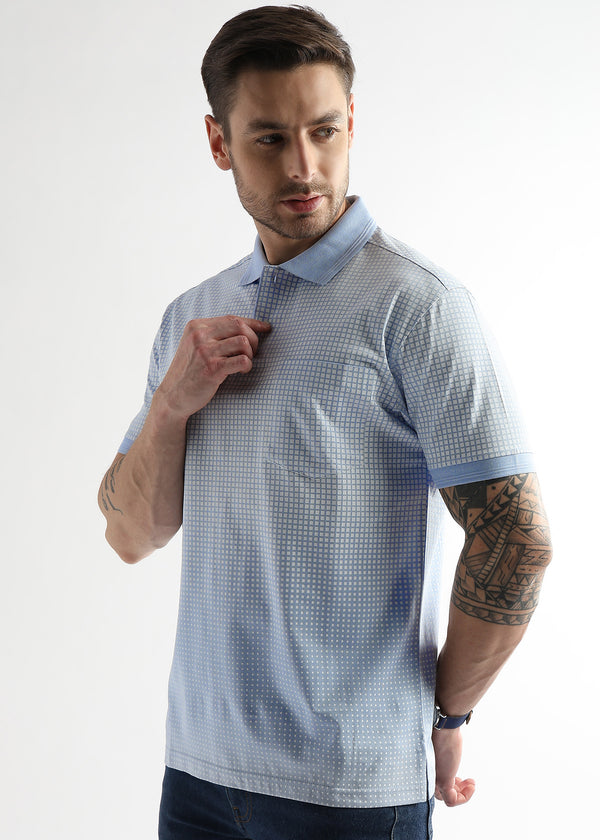 Corydalis Blue Dissolve Print Mercerized Polo