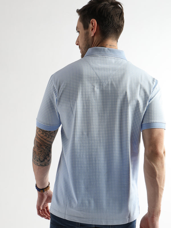 Corydalis Blue Dissolve Print Mercerized Polo