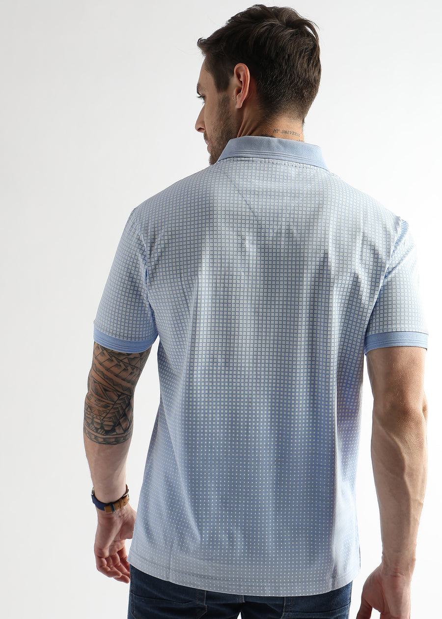 Corydalis Blue Dissolve Print Mercerized Polo