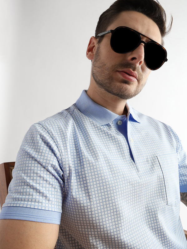 Corydalis Blue Dissolve Print Mercerized Polo