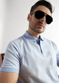 Corydalis Blue Dissolve Print Mercerized Polo