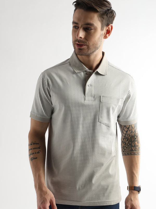 Pussywillow Gray Dissolve Print Mercerized Polo