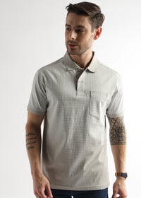 Pussywillow Gray Dissolve Print Mercerized Polo