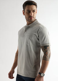 Pussywillow Gray Dissolve Print Mercerized Polo