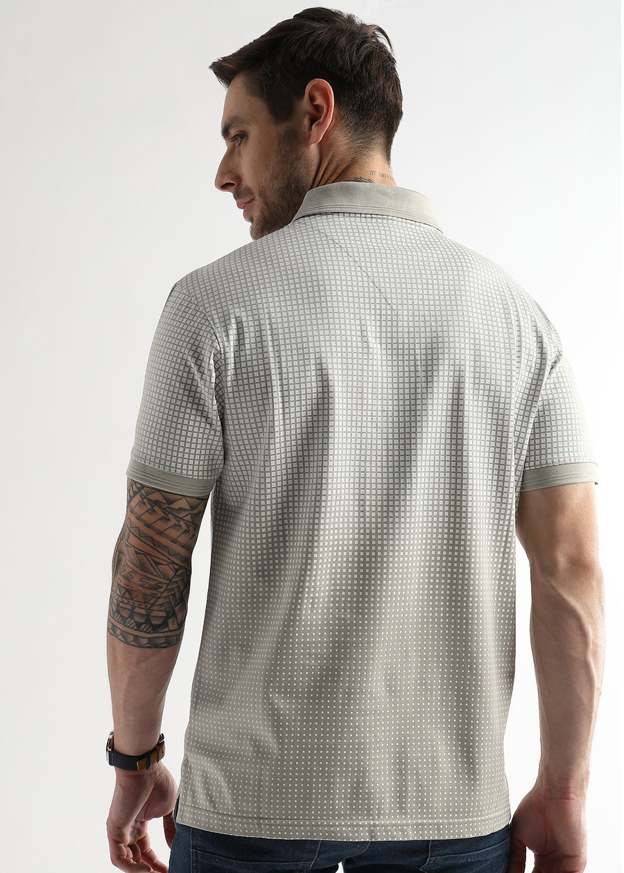 Pussywillow Gray Dissolve Print Mercerized Polo