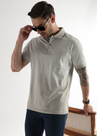 Pussywillow Gray Dissolve Print Mercerized Polo