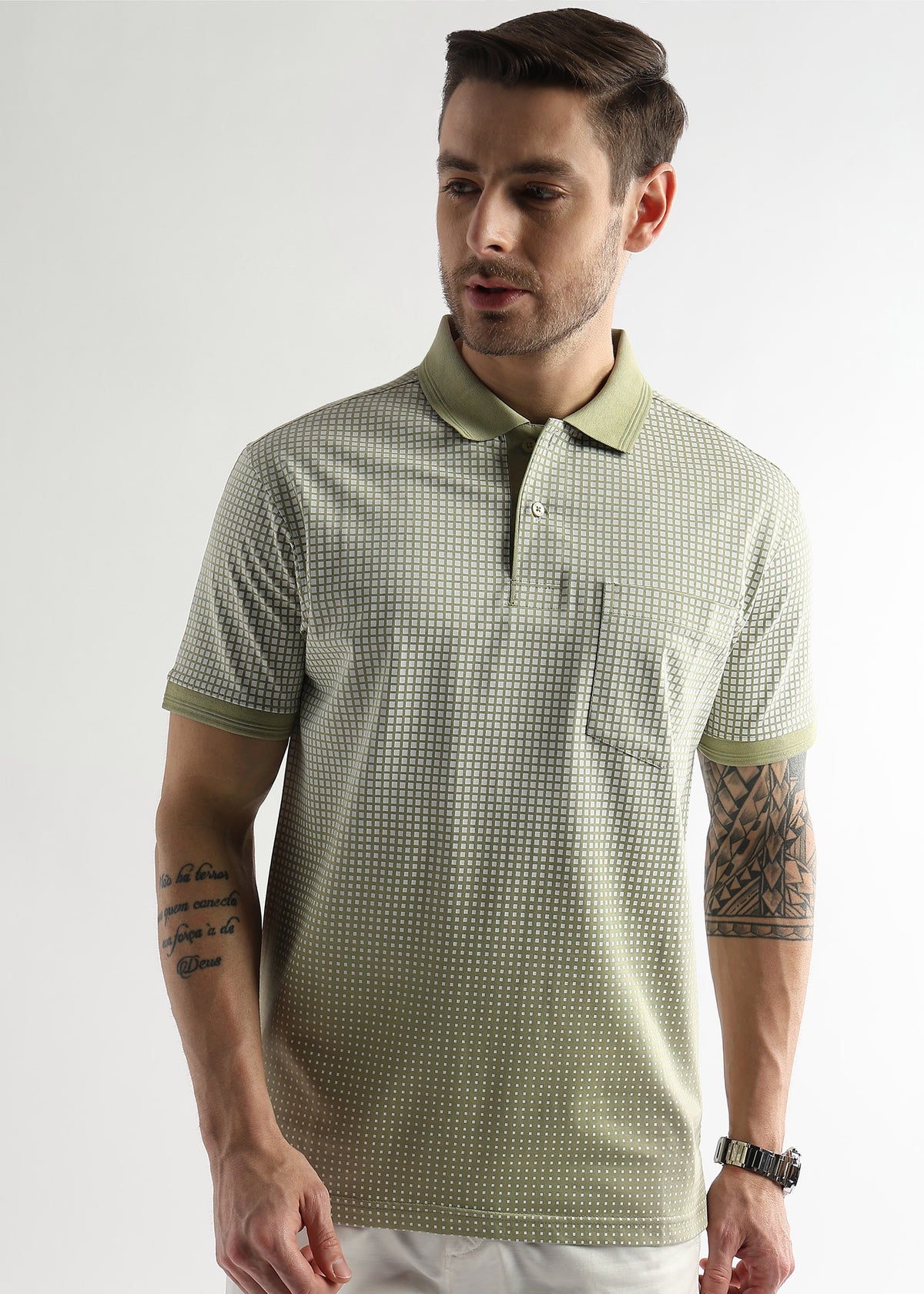 Winter Pear Dissolve Print Mercerized Polo