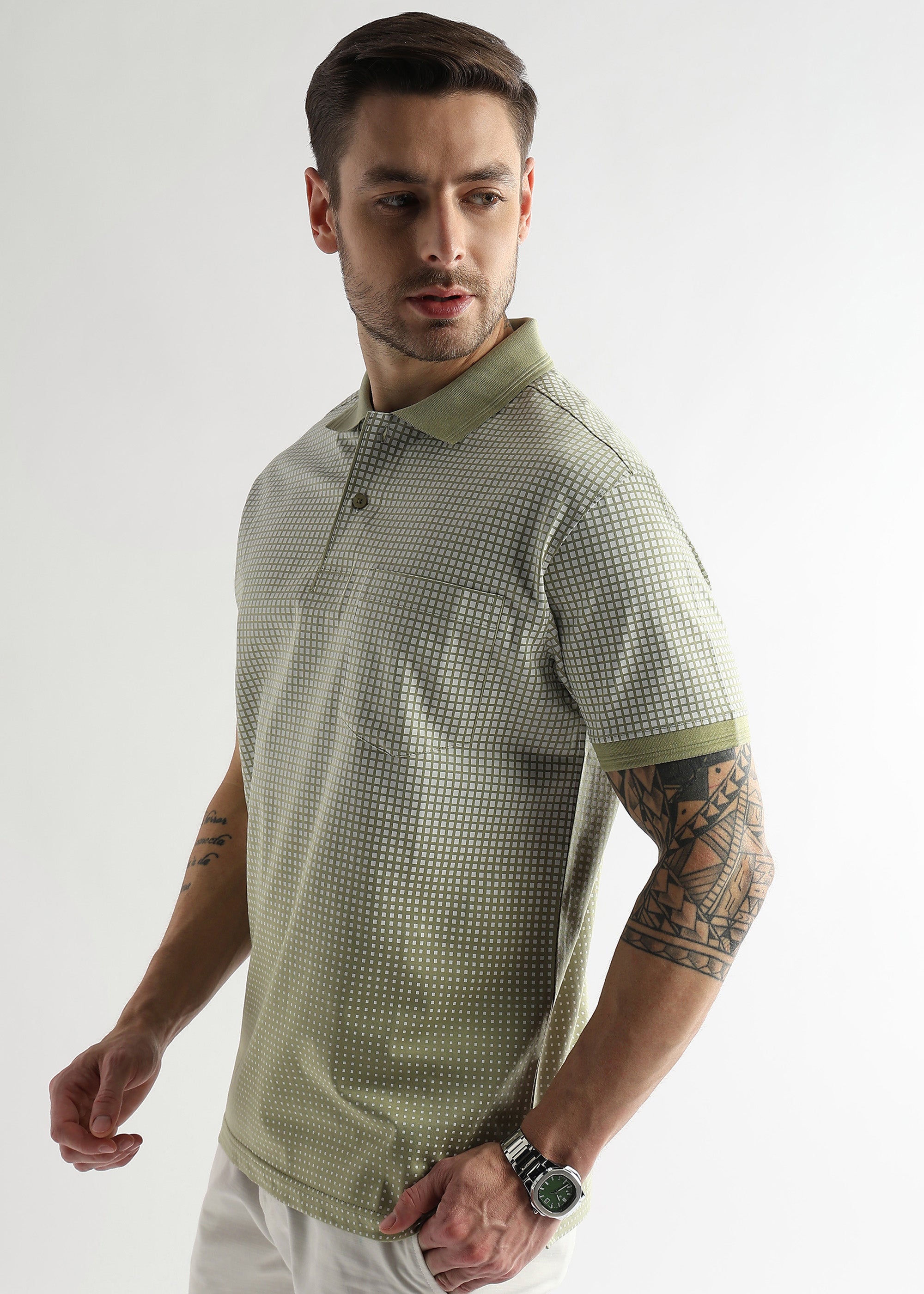 Winter Pear Dissolve Print Mercerized Polo