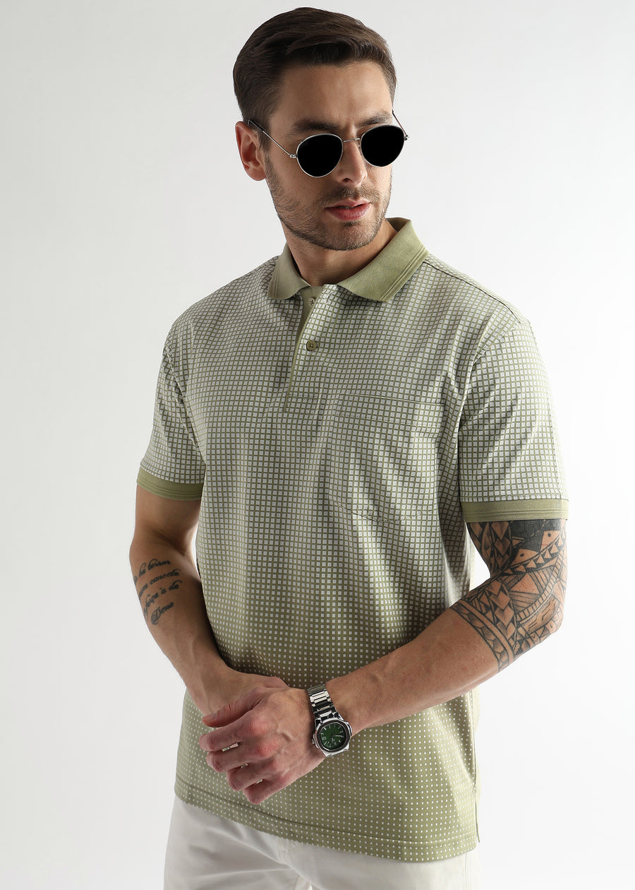 Winter Pear Dissolve Print Mercerized Polo