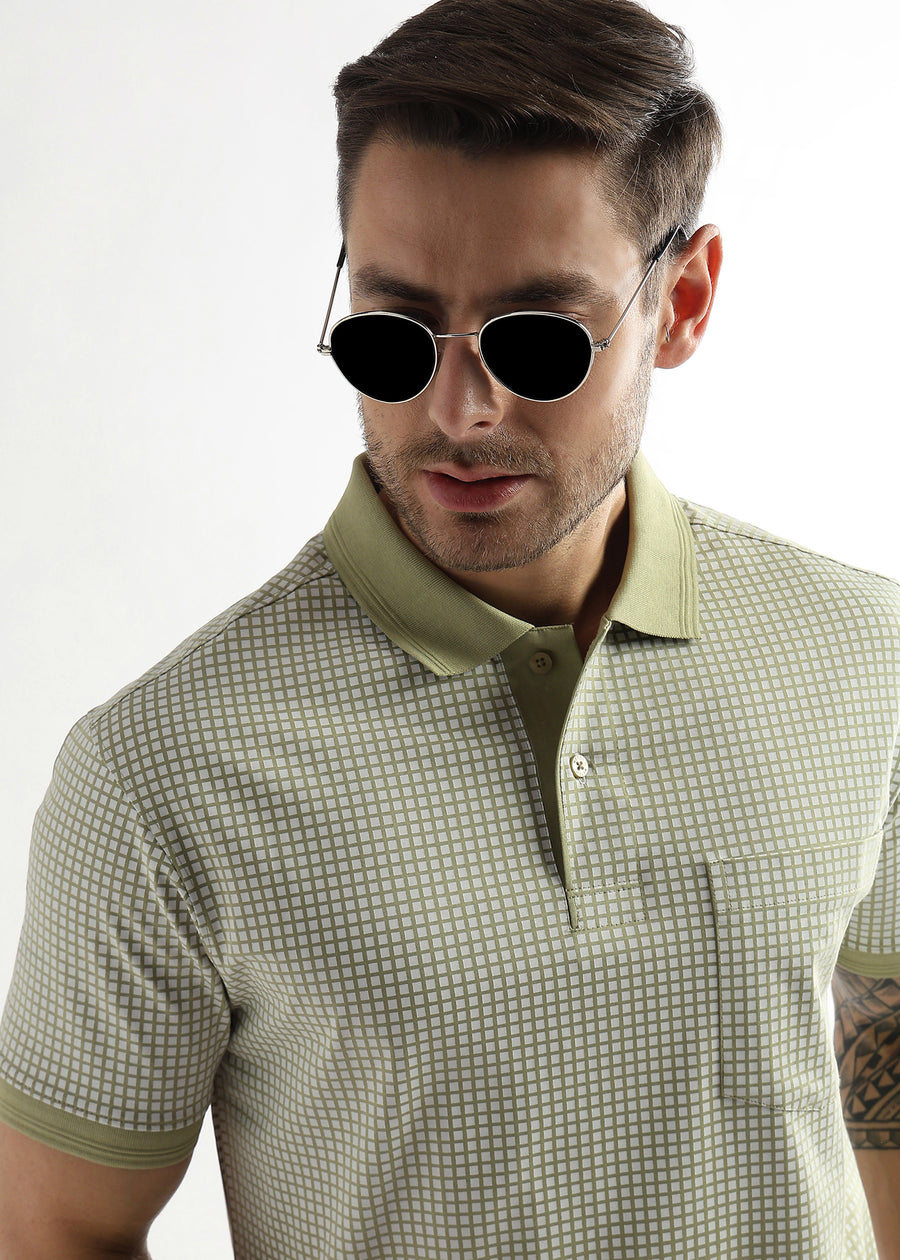 Winter Pear Dissolve Print Mercerized Polo