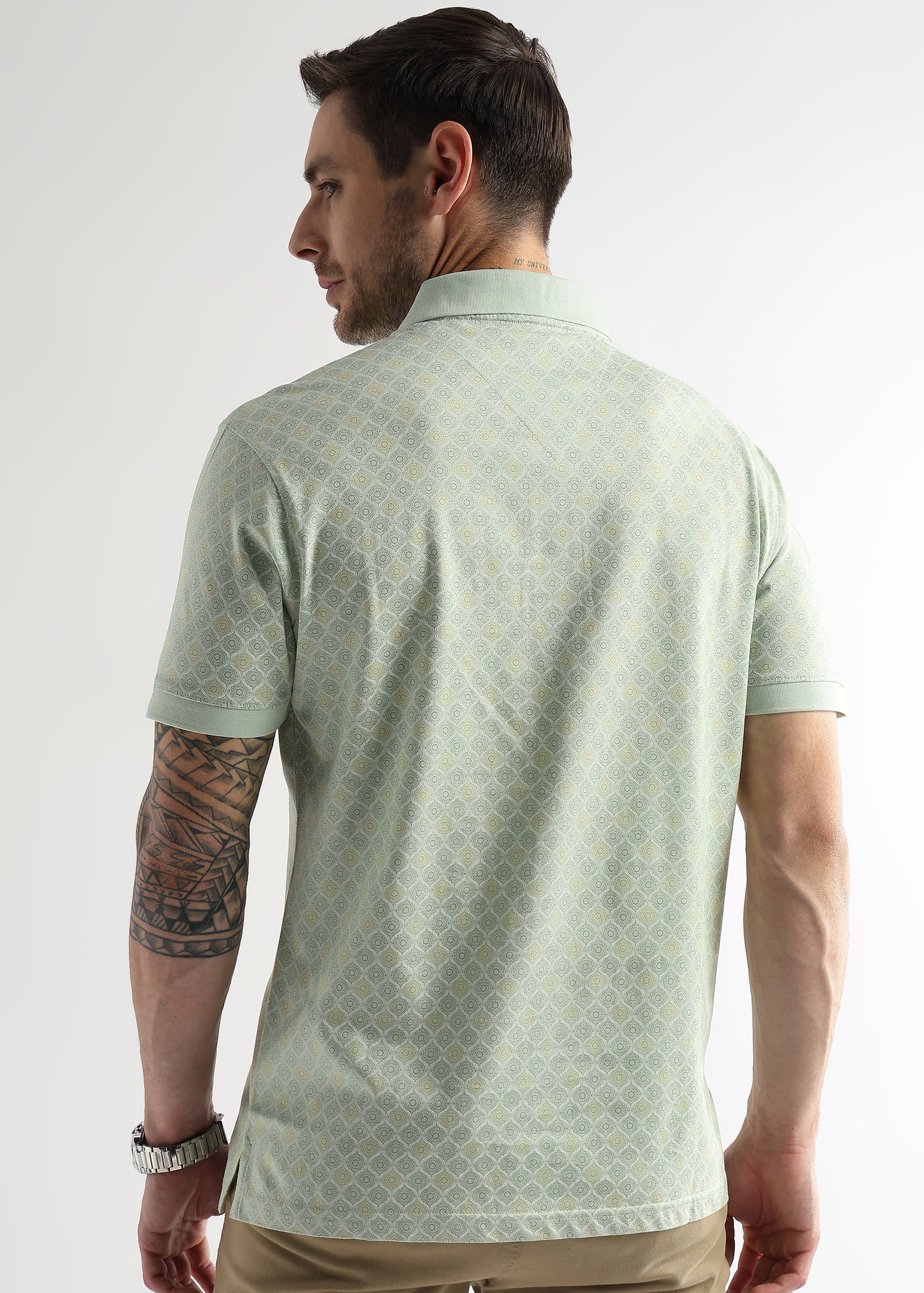 Fairest Jade Starburst Print Mercerized Polo