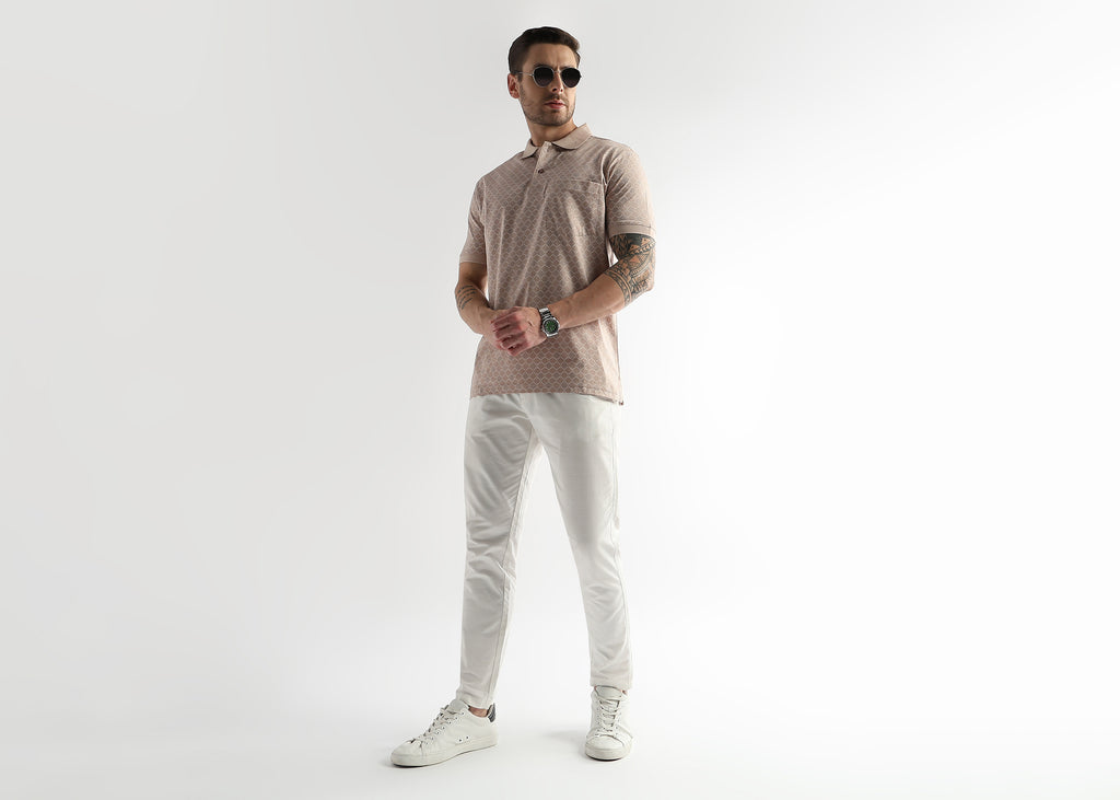 Whisper Pink Starburst Print Mercerized Polo