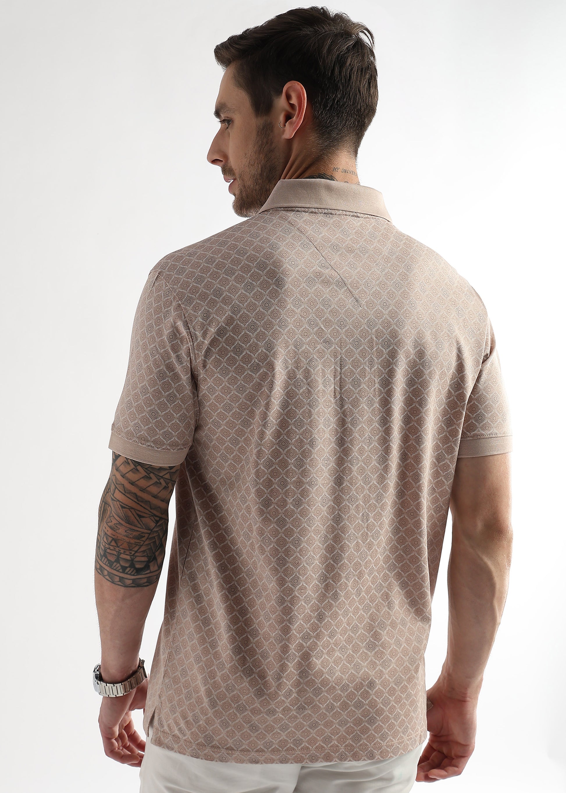 Whisper Pink Starburst Print Mercerized Polo