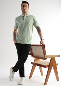 Fairest Jade Diagonal Print Mercerized Polo