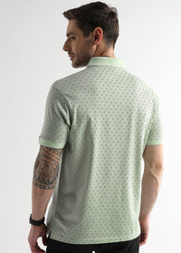 Fairest Jade Diagonal Print Mercerized Polo