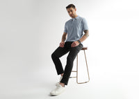 Omphalodes Blue Diagonal Print Mercerized Polo