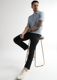 Omphalodes Blue Diagonal Print Mercerized Polo