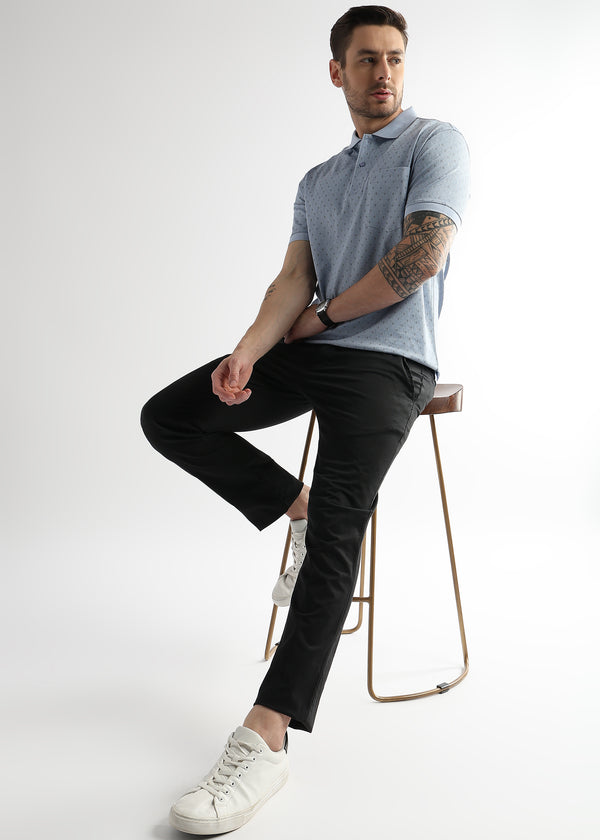 Omphalodes Blue Diagonal Print Mercerized Polo