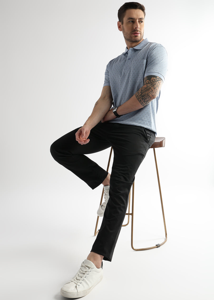 Omphalodes Blue Diagonal Print Mercerized Polo