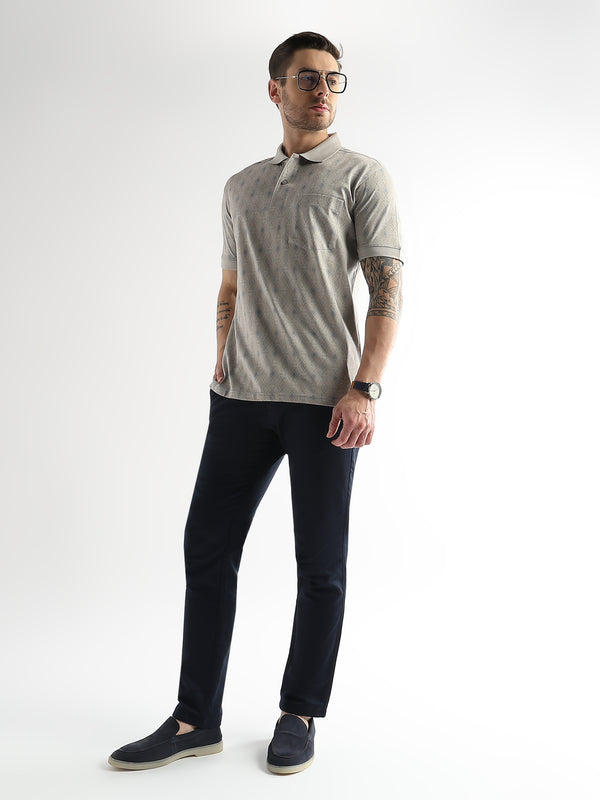 Pussywillow Gray Endless Rhombus Print Mercerized Polo