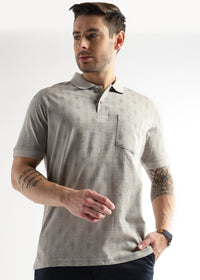 Pussywillow Gray Endless Rhombus Print Mercerized Polo