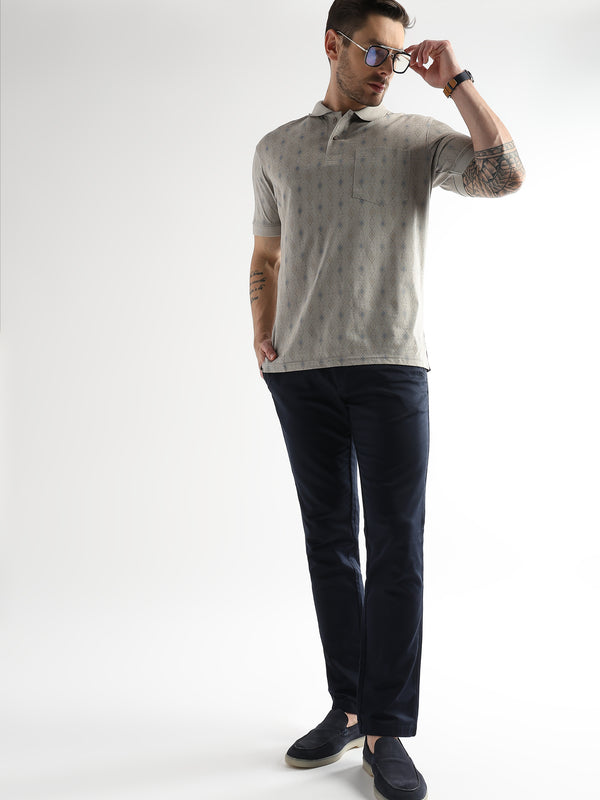 Pussywillow Gray Endless Rhombus Print Mercerized Polo