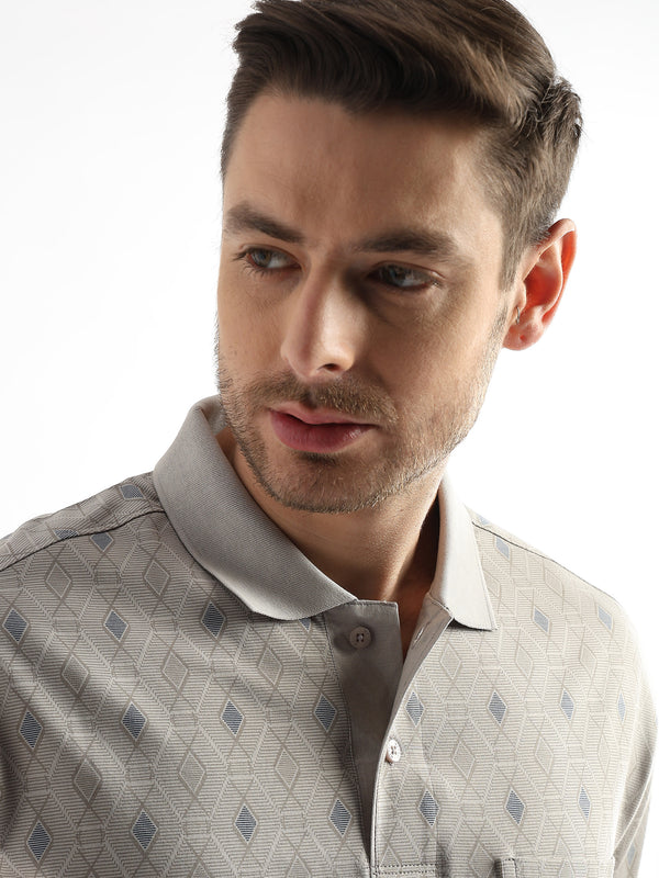 Pussywillow Gray Endless Rhombus Print Mercerized Polo