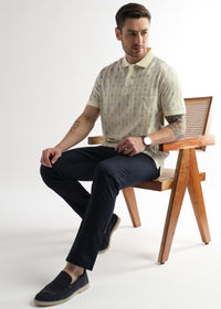 Afterglow White Endless Rhombus Print Mercerized Polo