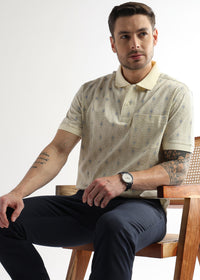 Afterglow White Endless Rhombus Print Mercerized Polo