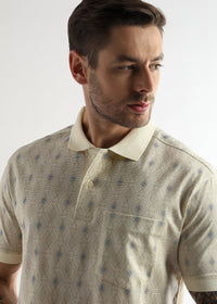 Afterglow White Endless Rhombus Print Mercerized Polo