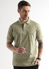 Winter Pear Endless Rhombus Print Mercerized Polo