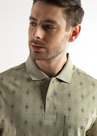 Winter Pear Endless Rhombus Print Mercerized Polo