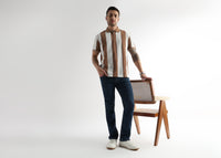 Biscuit Brown Structured Half Zip Polo
