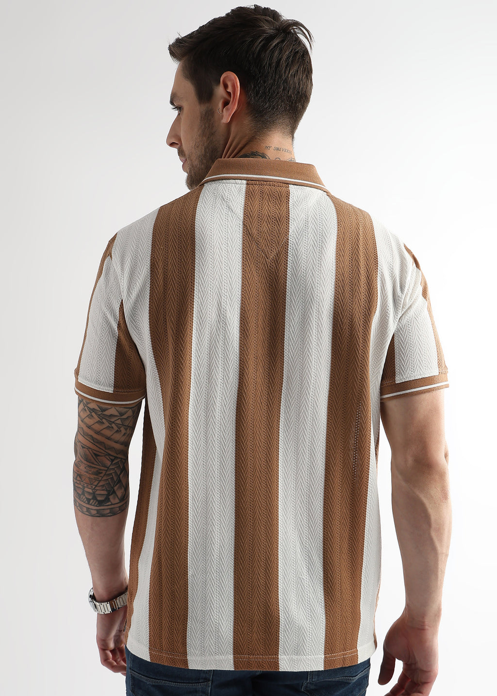 Biscuit Brown Structured Half Zip Polo