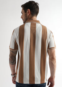 Biscuit Brown Structured Half Zip Polo