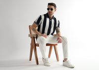 Navy Iris Structured Half Zip Polo