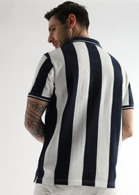 Navy Iris Structured Half Zip Polo