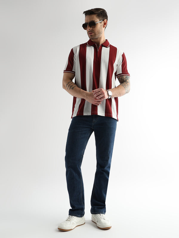 Red Dahlia Structured Half Zip Polo