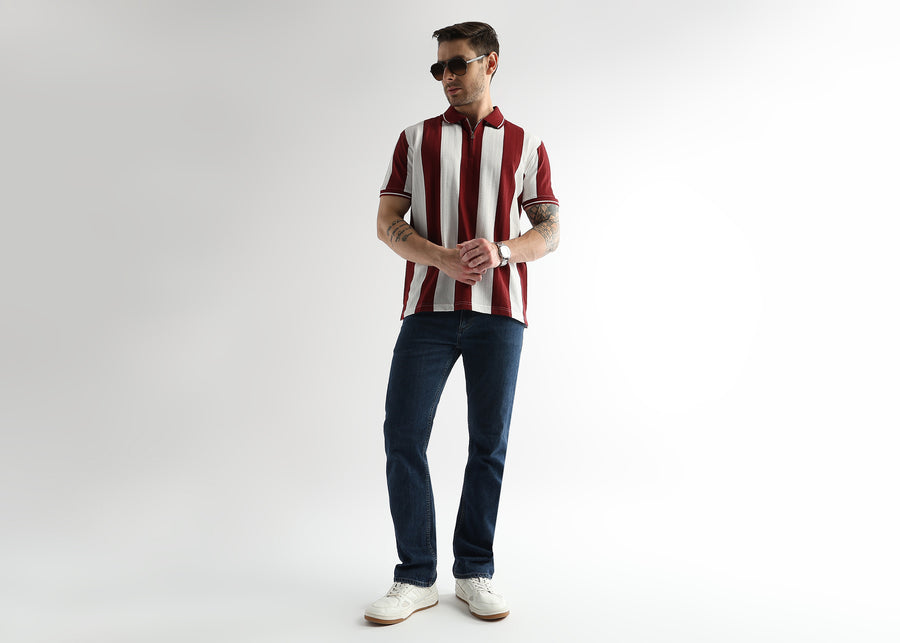 Red Dahlia Structured Half Zip Polo